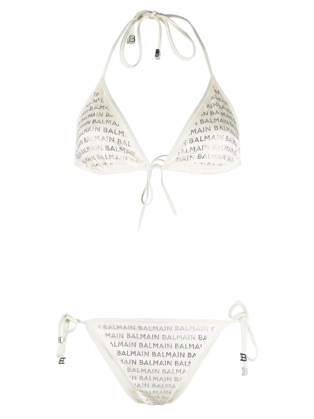 

Balmain bikini con apliques del logo - Blanco