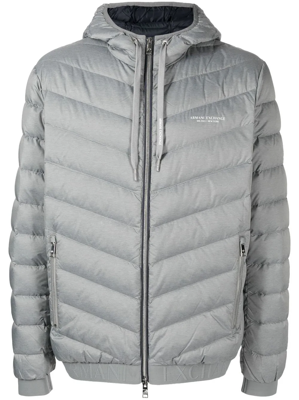 

Armani Exchange zip-up hooded padded jacket - Grey