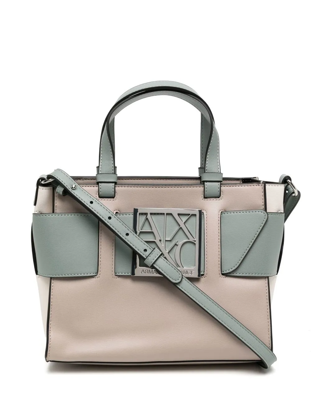 

Armani Exchange tote con placa del logo - Gris