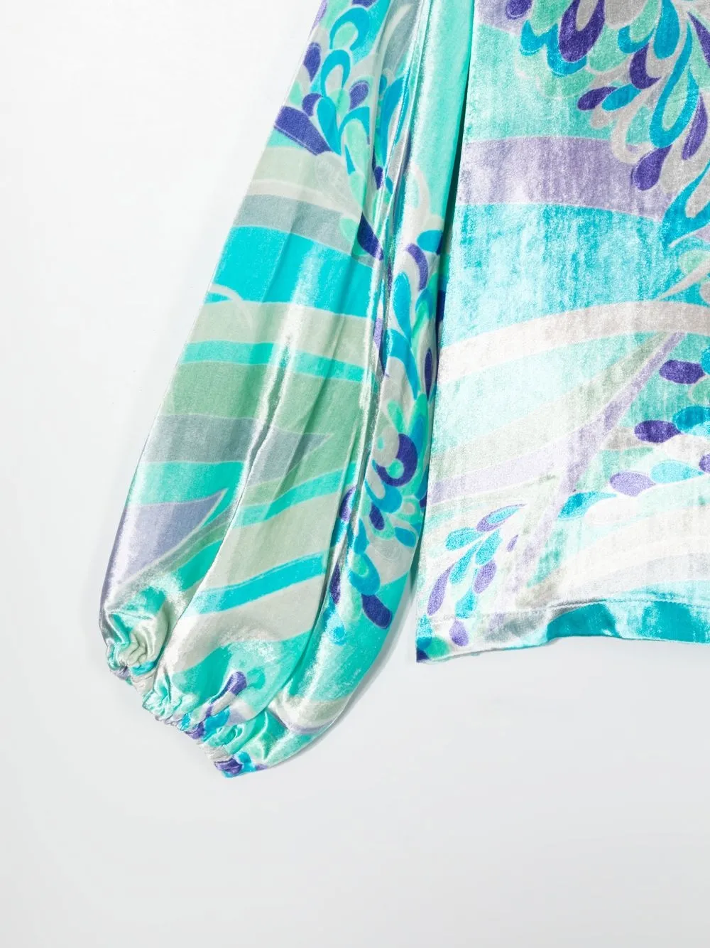  Pucci Junior Samtbluse Mit Abstraktem Print   Blau 