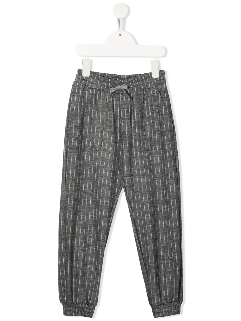 

Eleventy Kids logo-patch stripe-print trousers - Grey