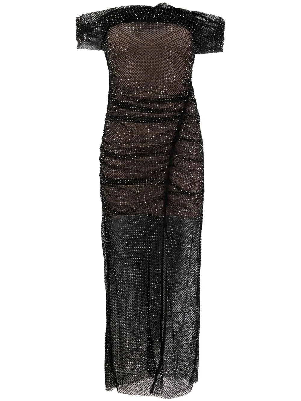 Self-Portrait fishnet-effect Midi Dress - Farfetch