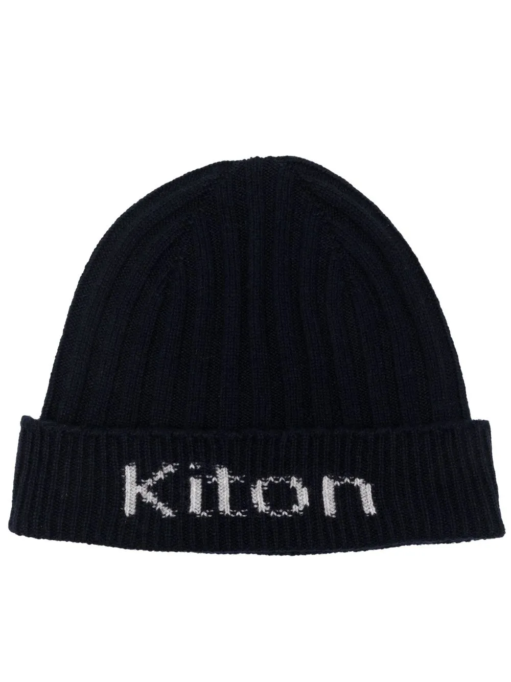 

Kiton logo-knit cashmere hat - Blue