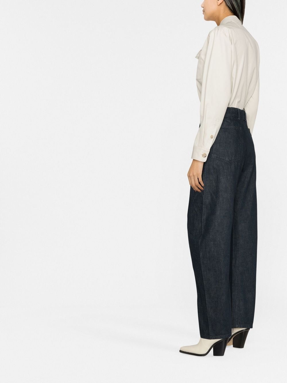 Shop Lemaire Belted Straight-leg Trousers In Blue