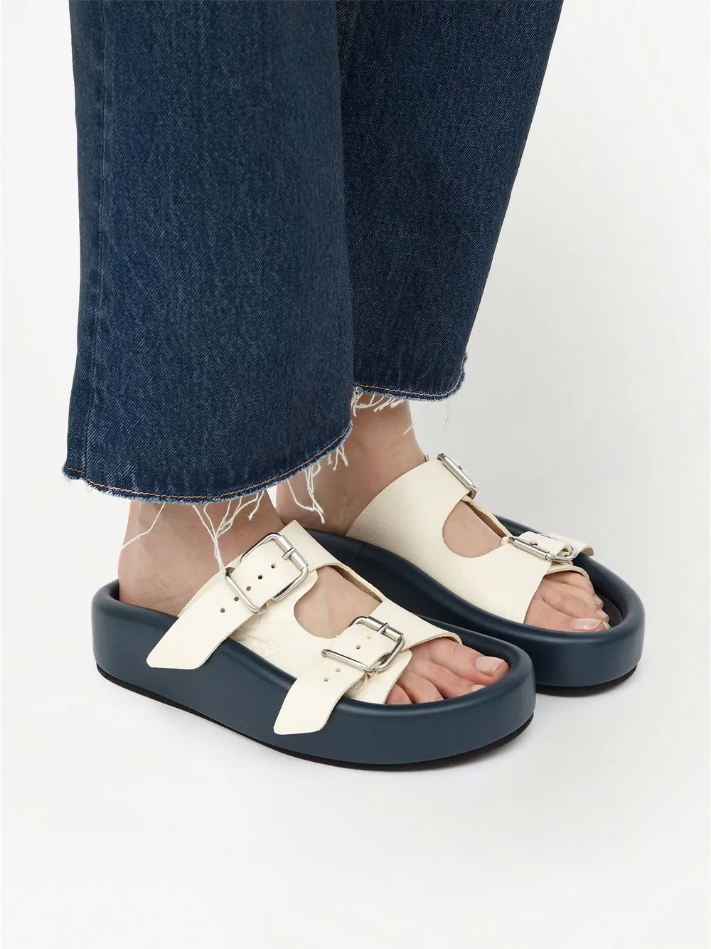 buckle-strap leather sandals