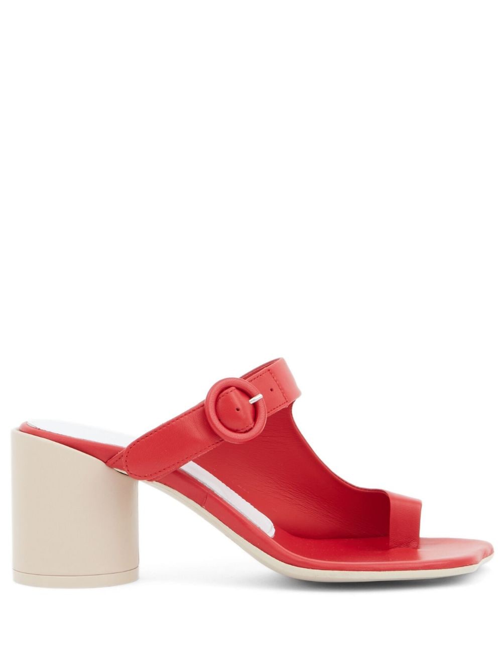 Mm6 Maison Margiela Leather Block-heel Buckle Sandals In Red