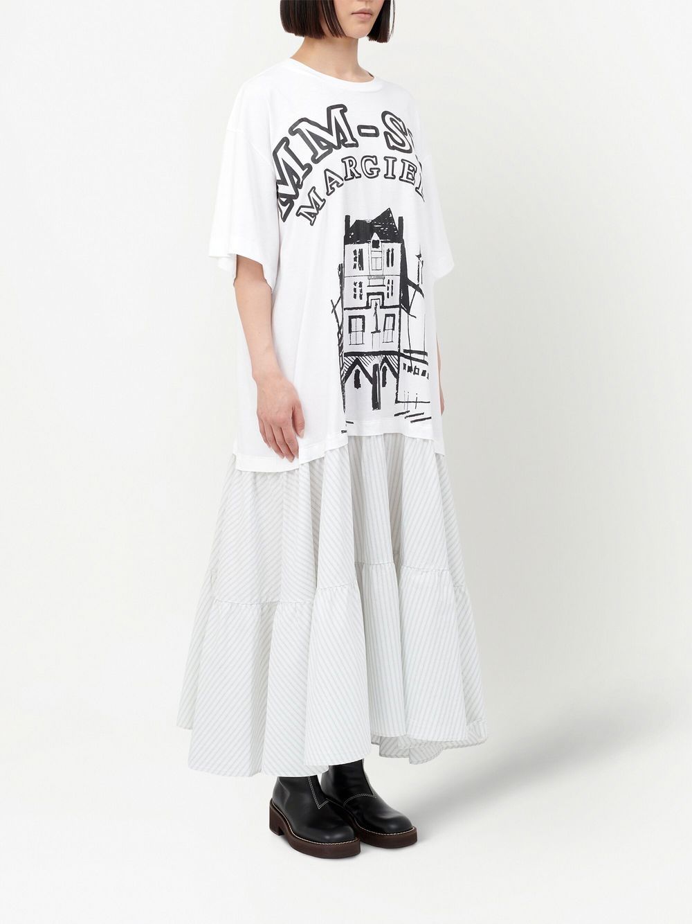 【限定版】MM6 オーバーサイズ ビッグロゴ ロングTシャツ ワンピース 白 パーカー ワンピース