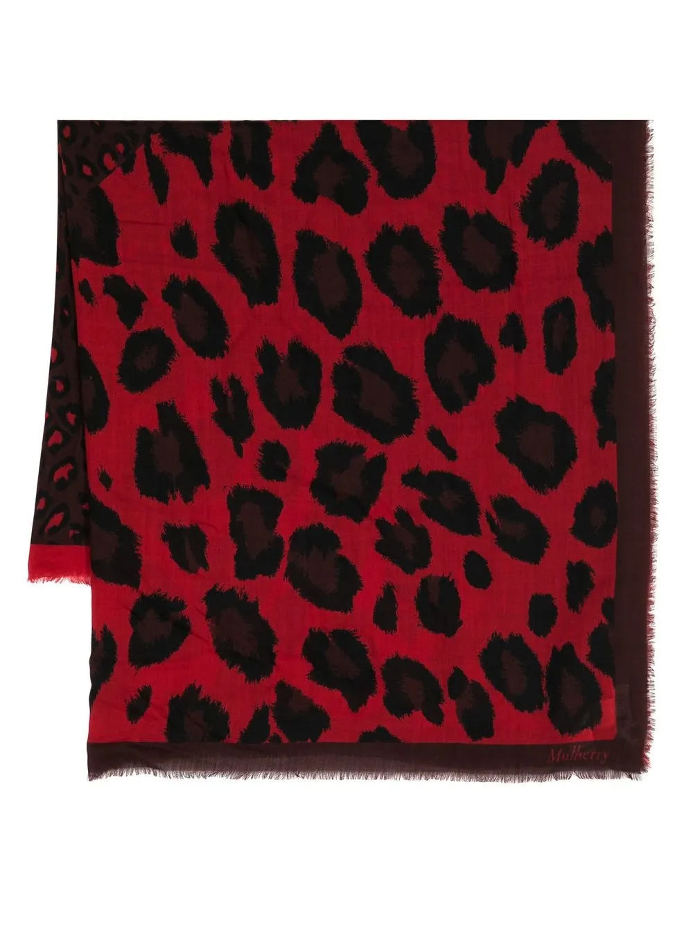 

Mulberry leopard-print wool scarf - Red