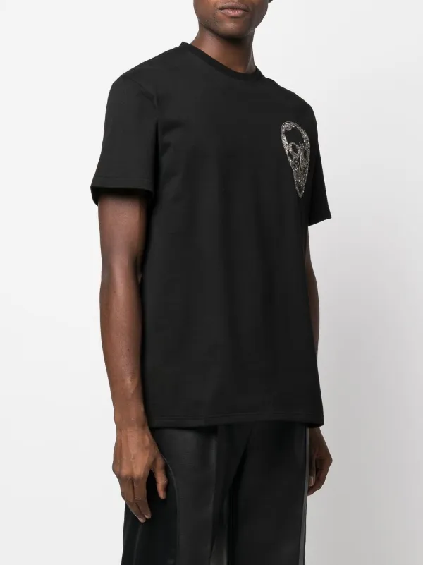Alexander McQueen skull-embroidered Cotton T-shirt | Black Alexander McQueen skull-embroidered Cotton T-shirt | Black