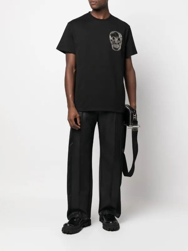 Alexander McQueen skull-embroidered Cotton T-shirt | Black Alexander McQueen skull-embroidered Cotton T-shirt | Black