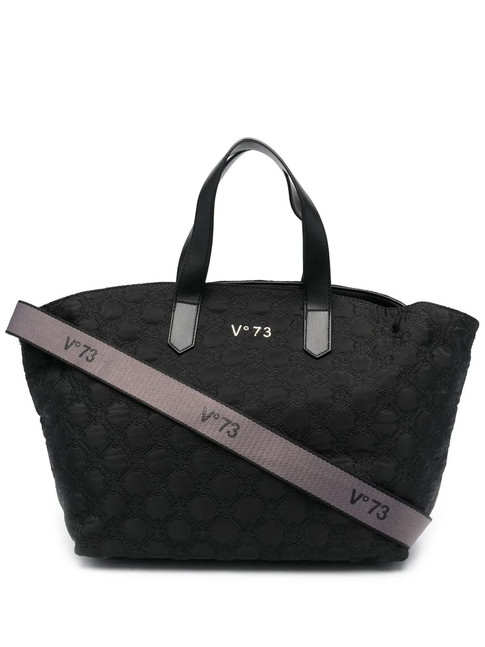 V°73 quilted tote bag – Black