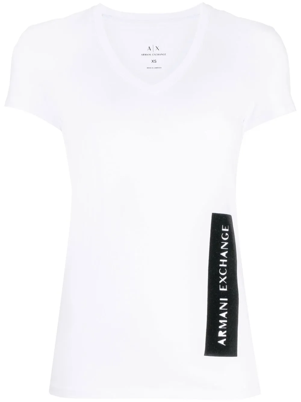 

Armani Exchange playera con logo en relieve y cuello en V - Blanco