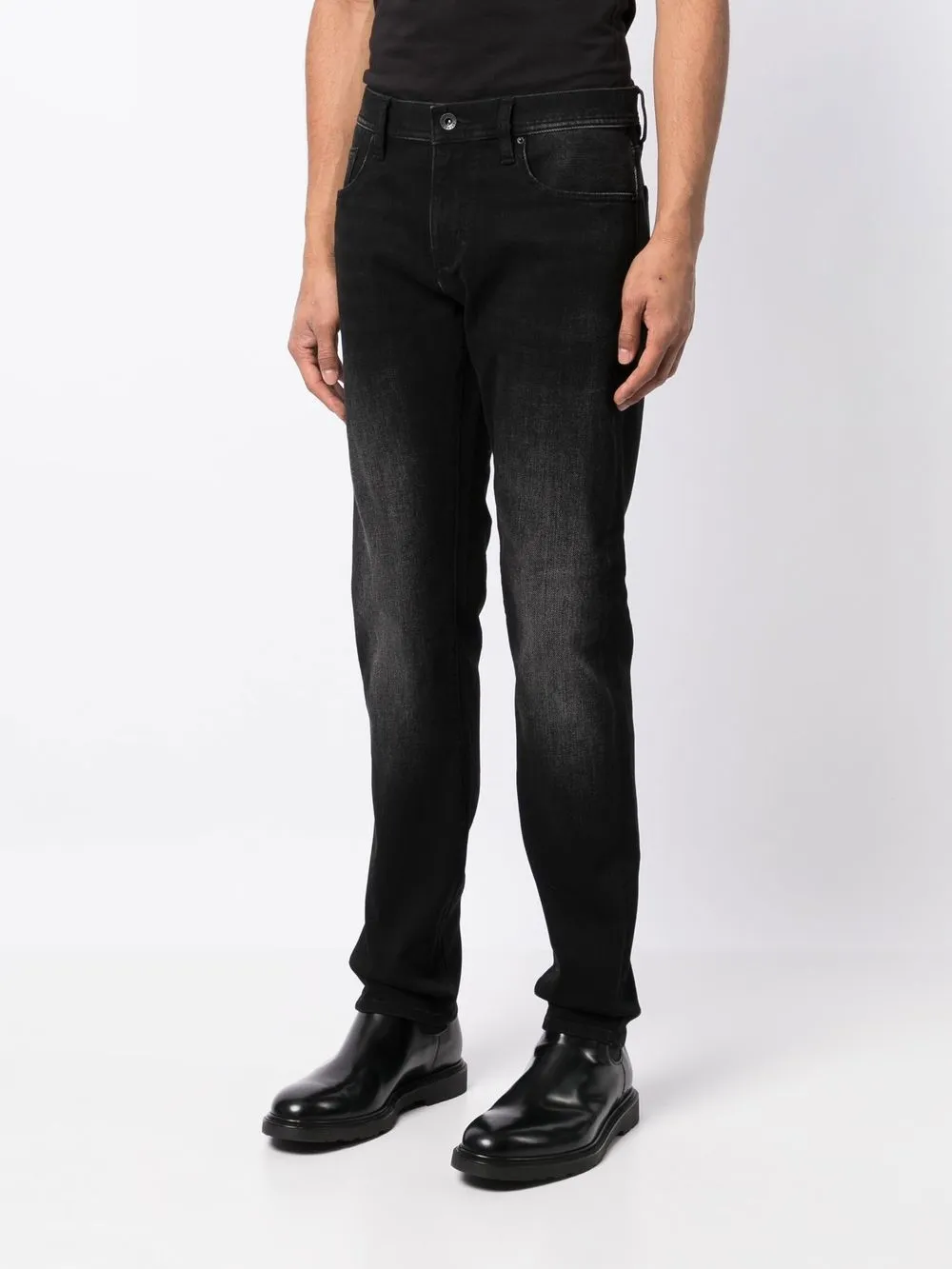 Armani Exchange Faded embroidered-logo Jeans - Farfetch