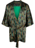 OZWALD BOATENG short geometric-print tie-waist jacket - Green