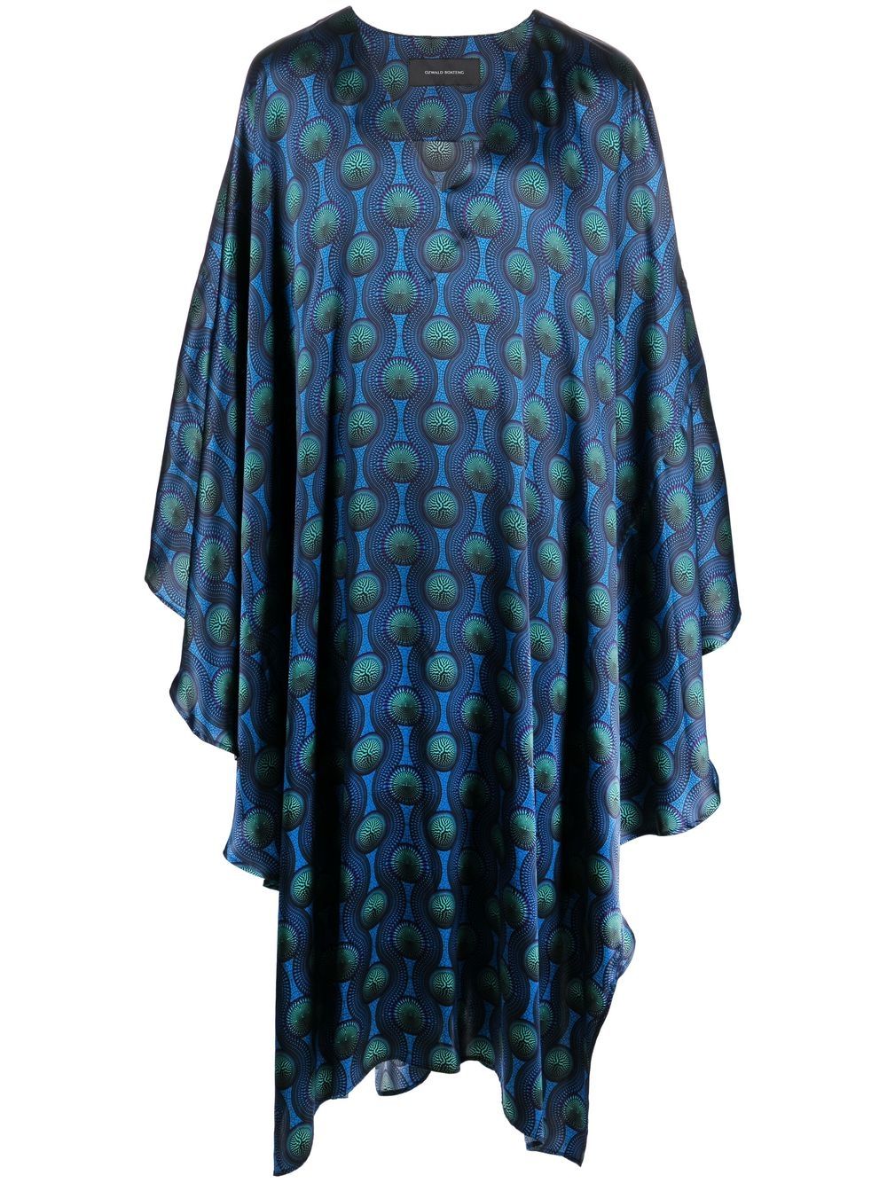 Image 1 of OZWALD BOATENG geometric-print silk cape shirt