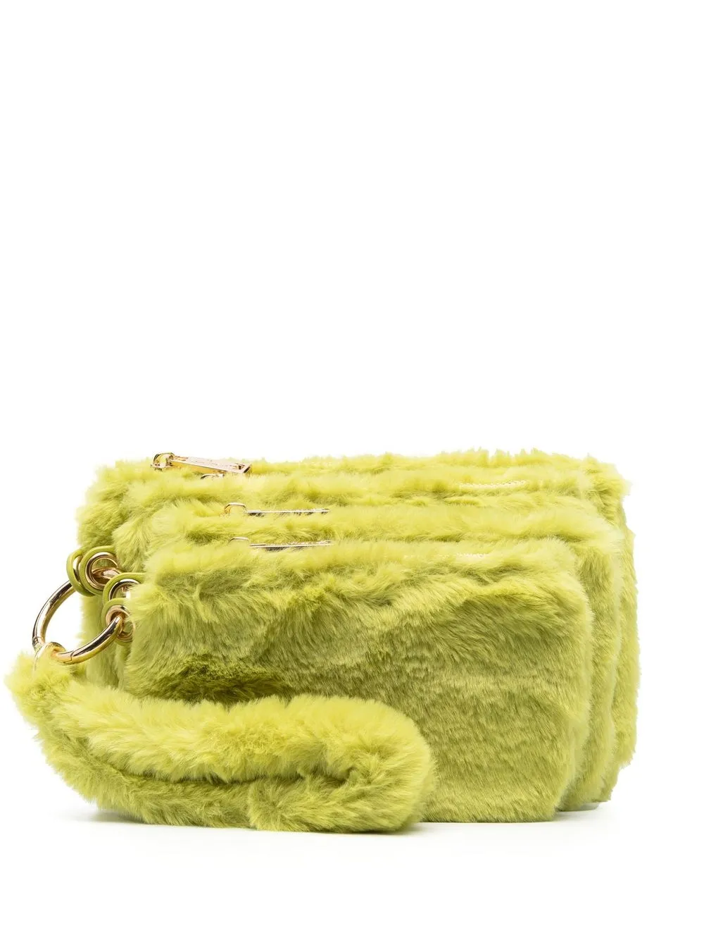 

la milanesa faux-fur multi-pocket clutch bag - Green