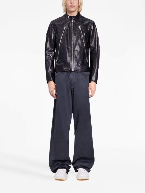 MM6 Maison Margiela Leather Biker Jacket - Farfetch