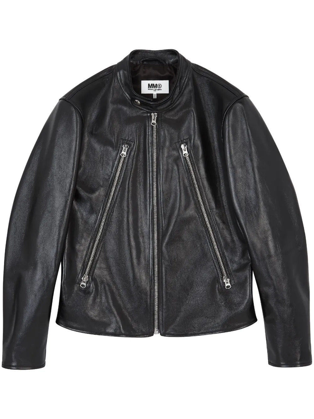 Mm6 Maison Margiela Zip-up Leather Jacket In Black