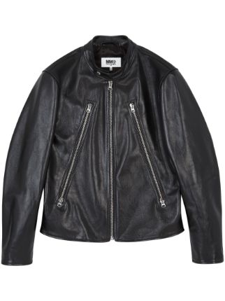 MM6 Maison Margiela レザー ライダースジャケット | ブラック | FARFETCH JP