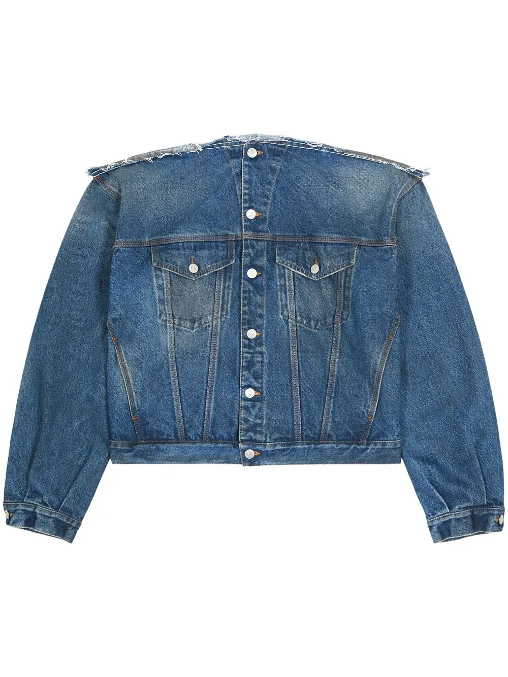 collarless denim jacket