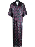 OZWALD BOATENG geometric-print tie-waist long jacket - Purple