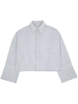 MM6 Maison Margiela ストライプ クロップドシャツ | グレー