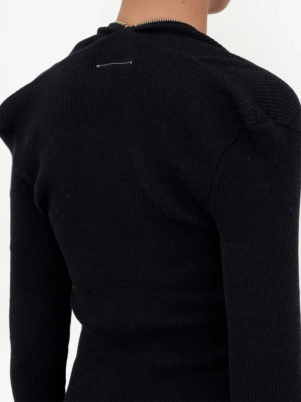 MM6 Maison Margiela logo-patch Ribbed zip-up Cardigan - Farfetch