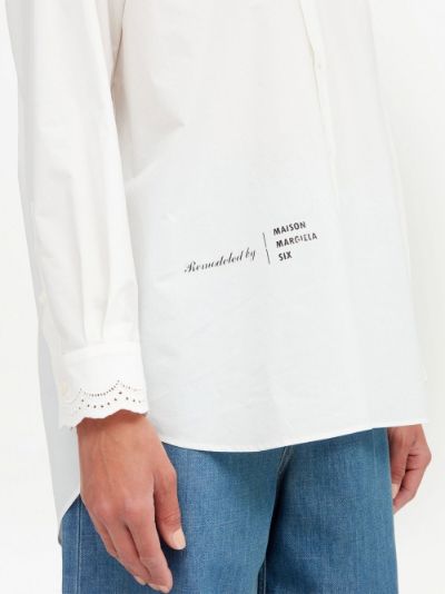 MM6 Maison Margiela scallop-hem button-down shirt white | MODES