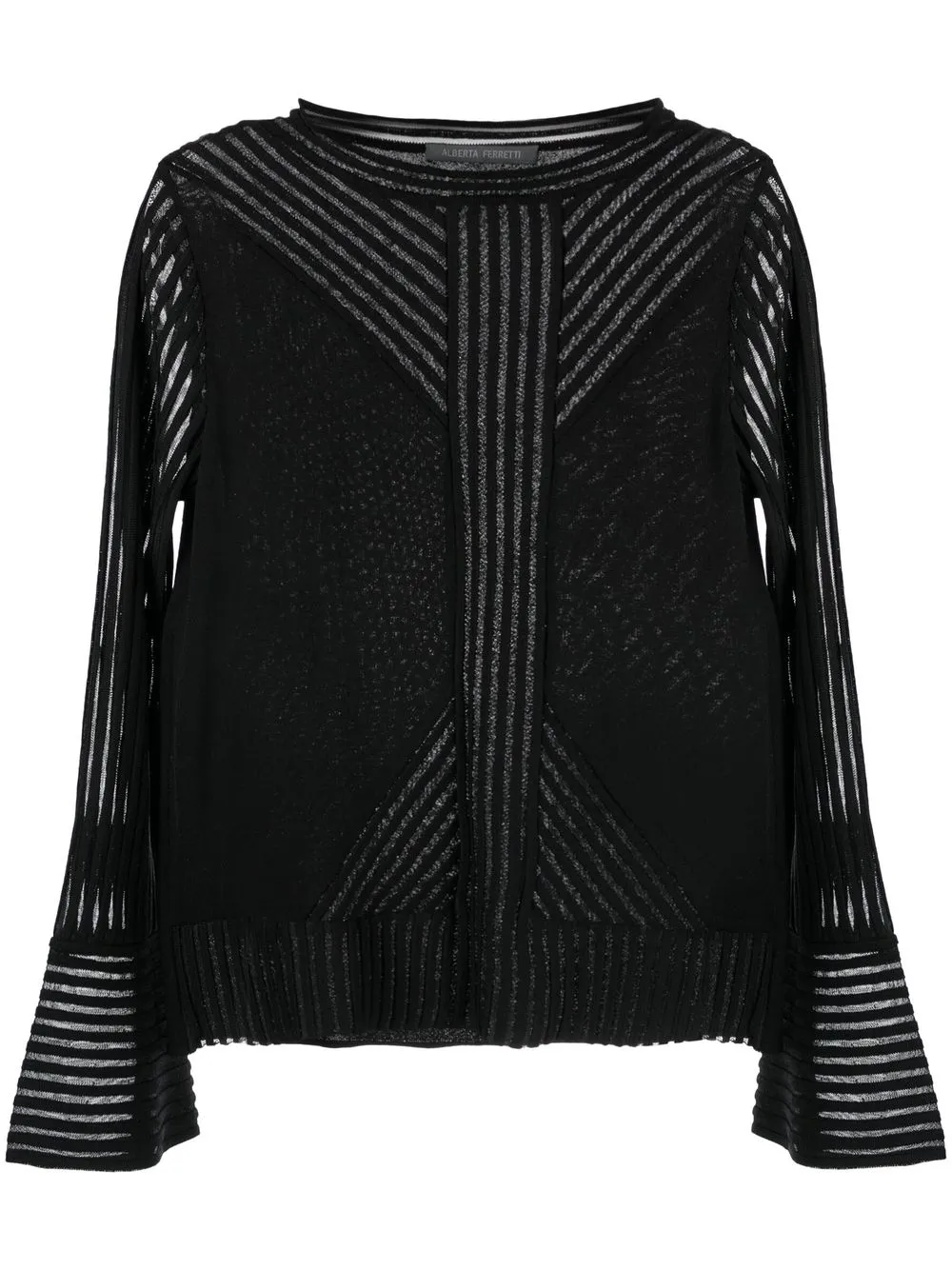 

Alberta Ferretti blusa con panel de canalé - Negro