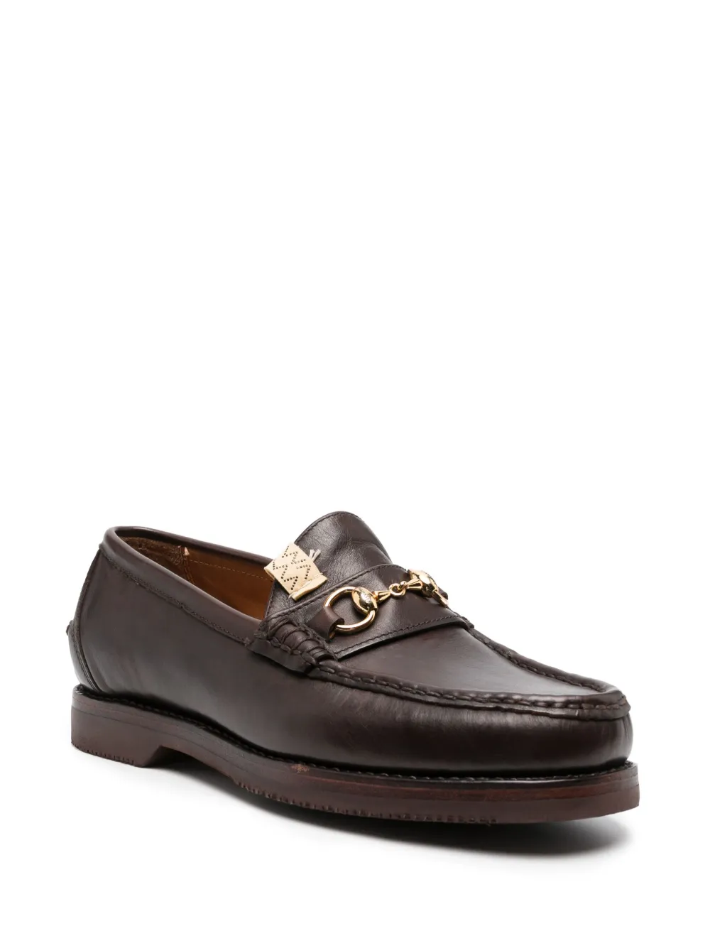 visvim Abarth Moc-Folk leren loafers - Bruin