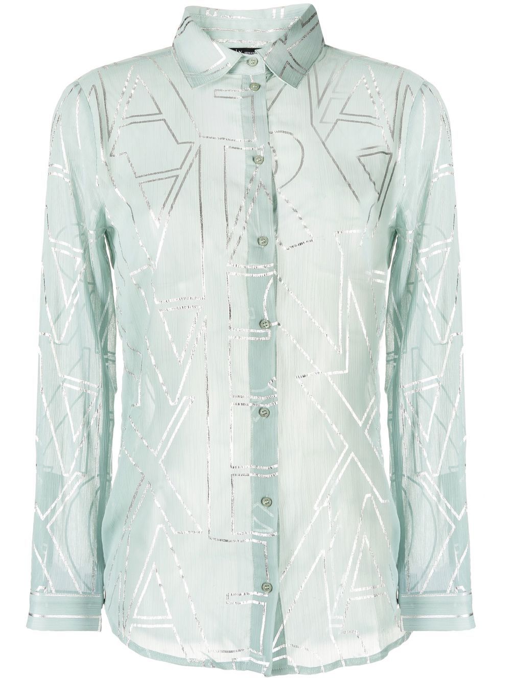 

Armani Exchange camisa manga larga con logo estampado - Verde