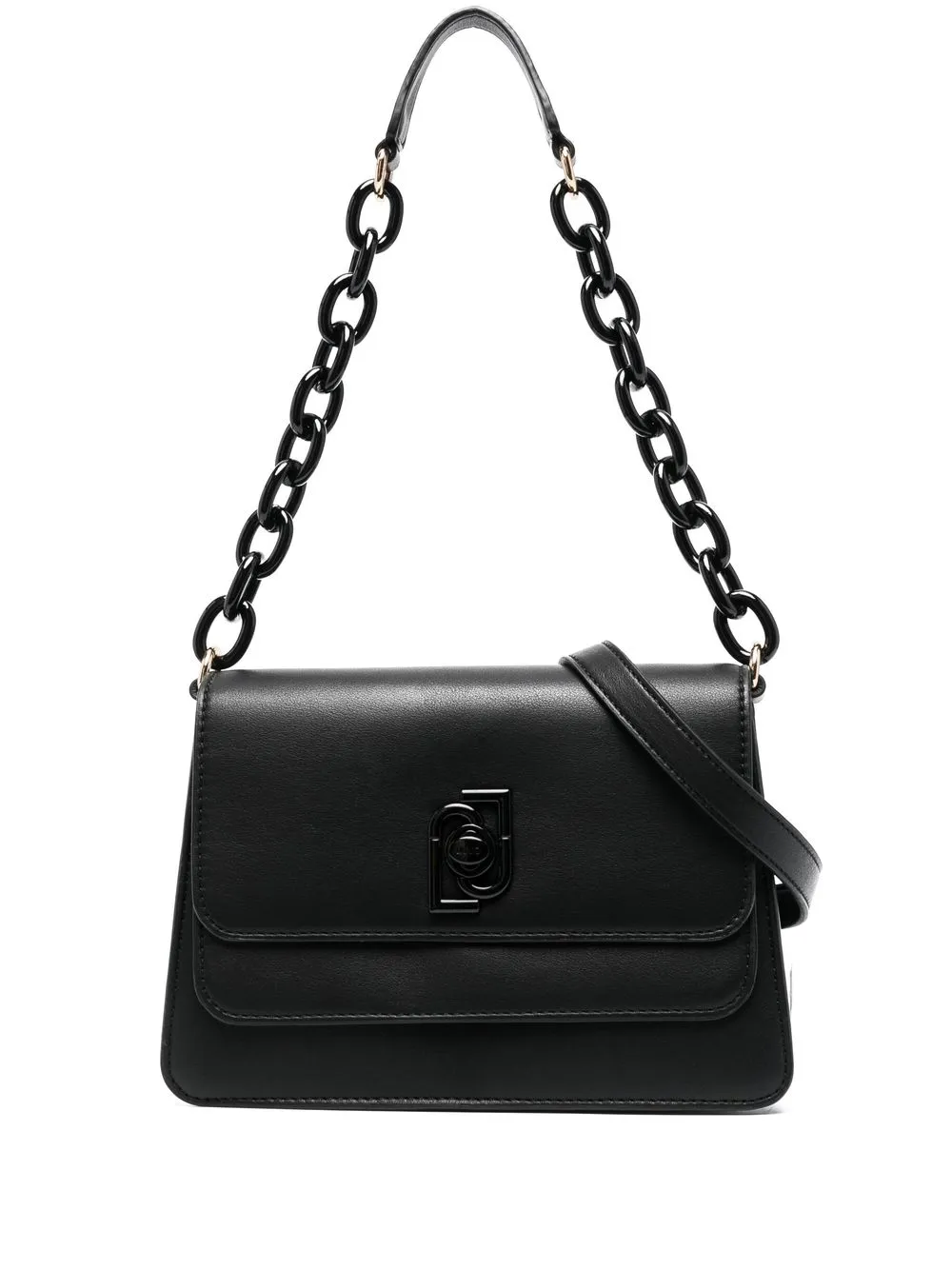 

LIU JO tote con placa del logo y cadena de eslabones - Negro