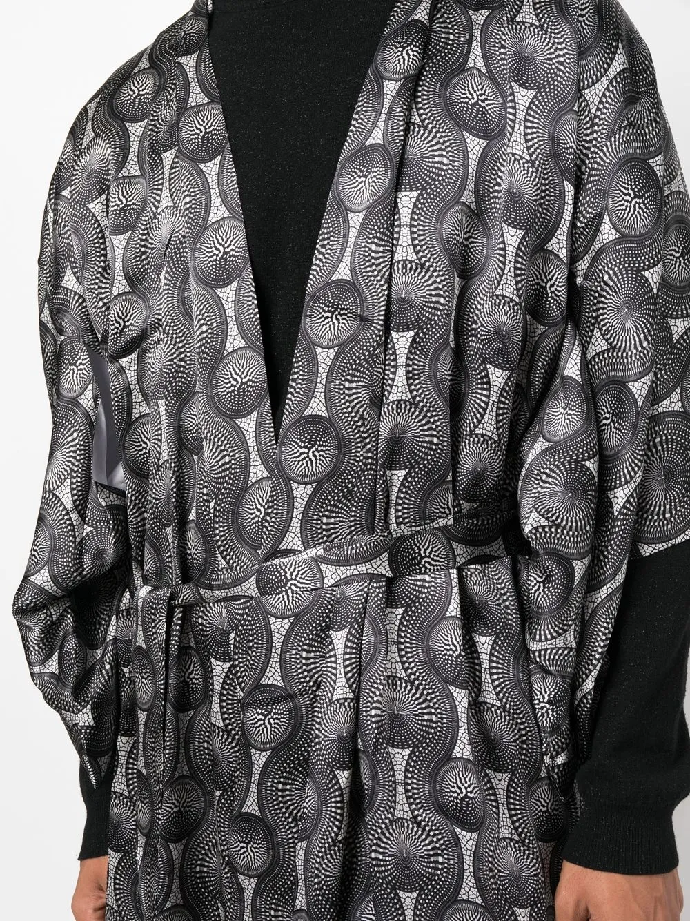 Geometric-Print Tie-Waist Jacket