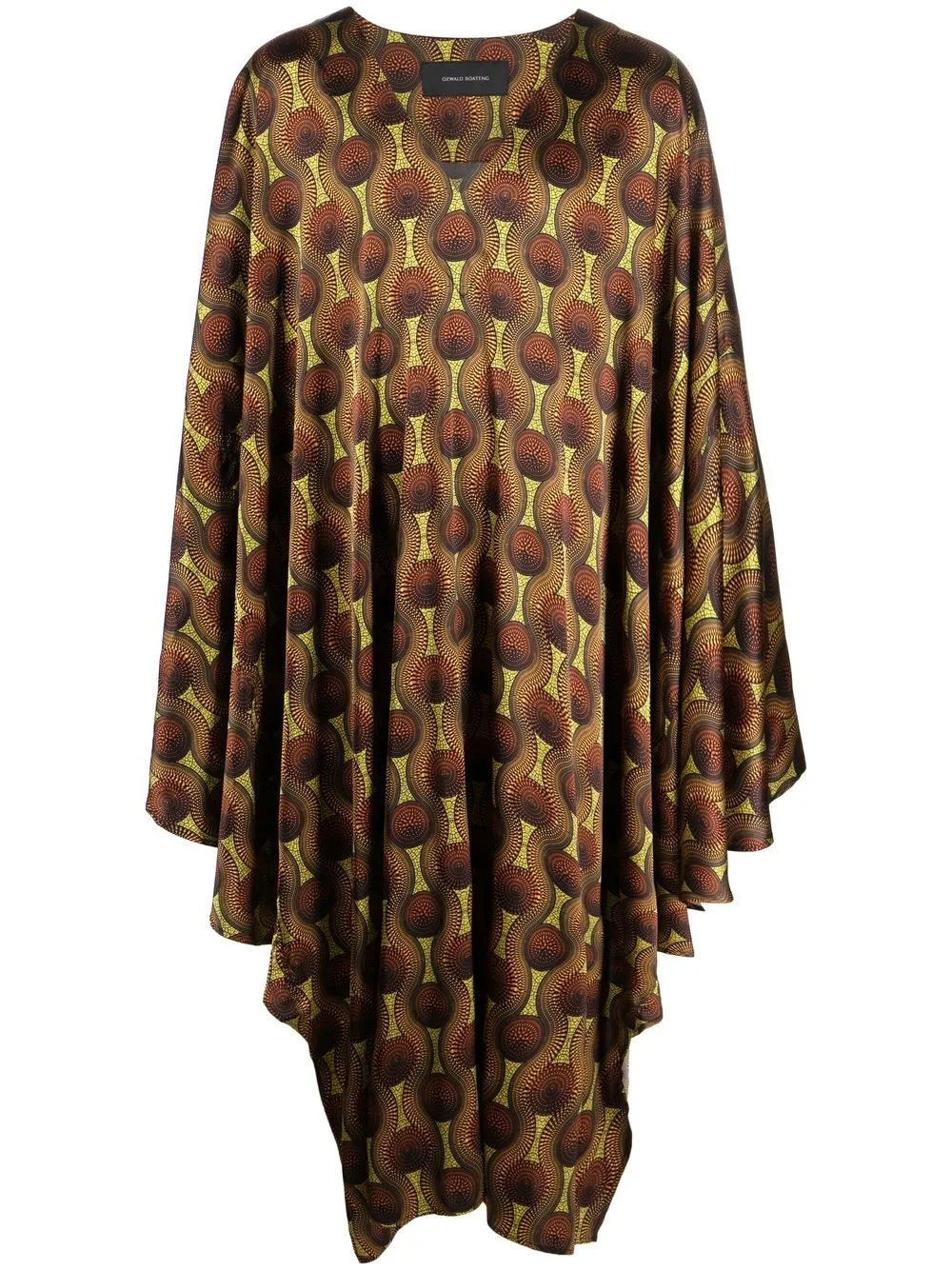 geometric-print silk cape shirt