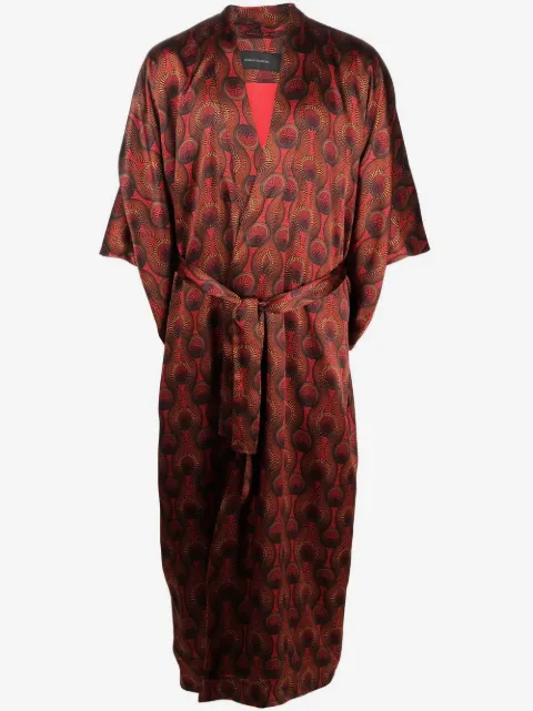 OZWALD BOATENG geometric-print tie-waist jacket
