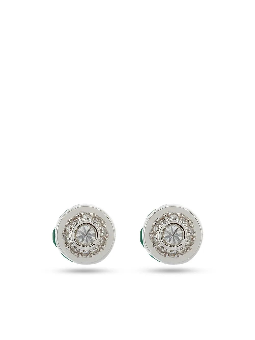 

SHAY aretes Bullet en oro blanco de 18kt con diamantes y esmeralda - Plateado