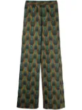 OZWALD BOATENG geometric-print silk trousers - Orange