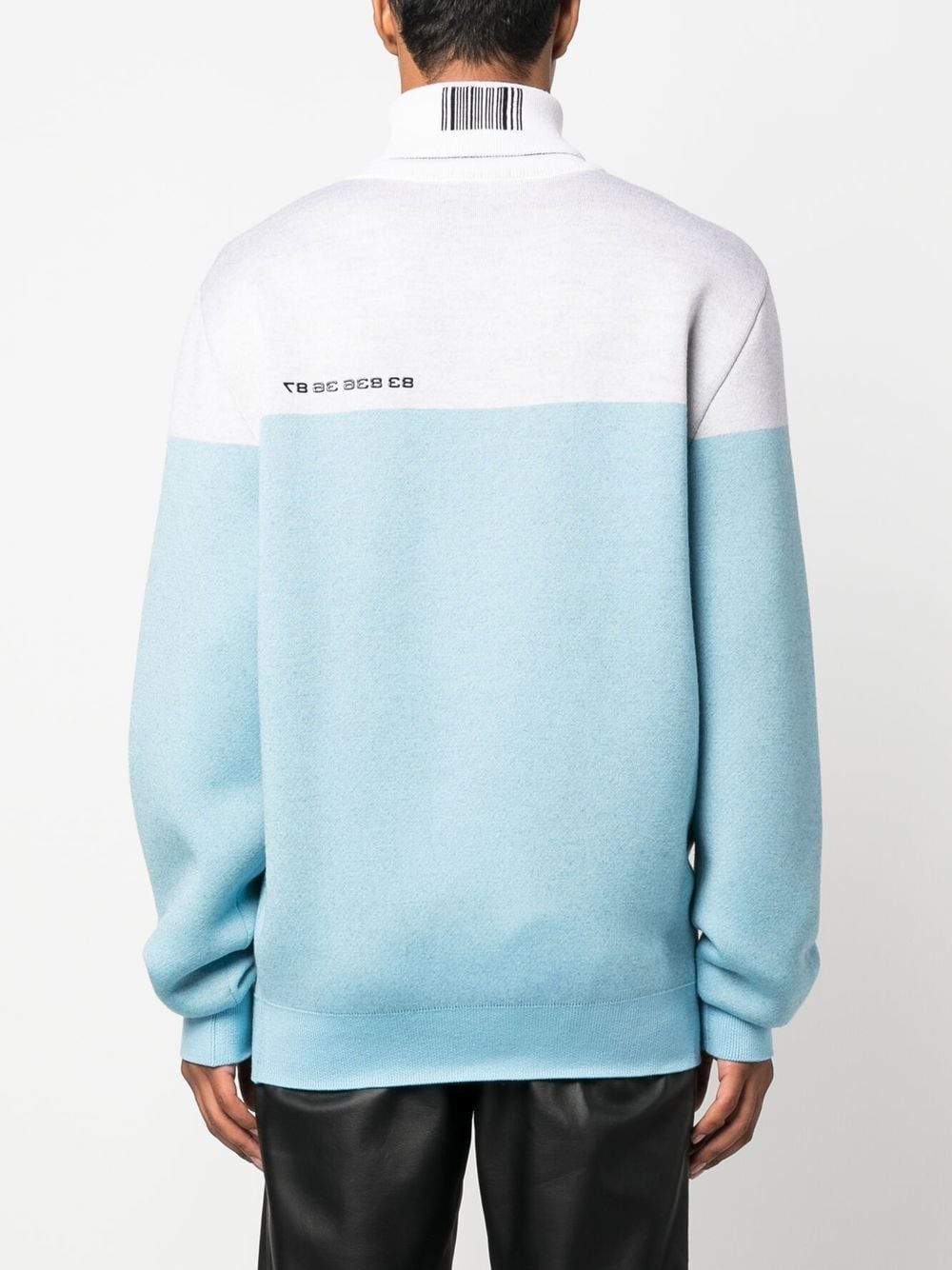 Shop Vtmnts Raised-logo Two-tone Jumper In Blue