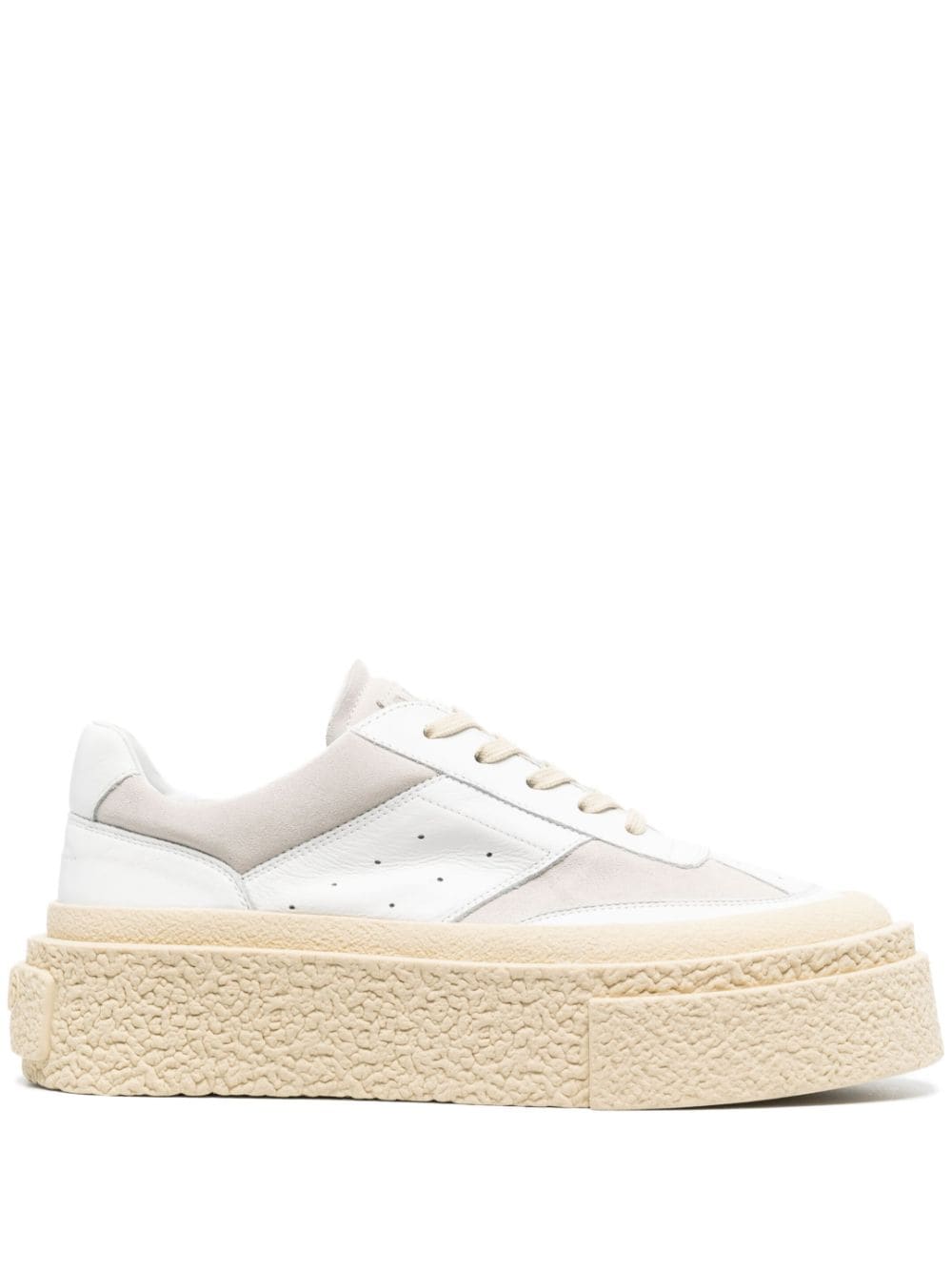 Mm6 Maison Margiela Perforated-detail Leather Sneakers In White
