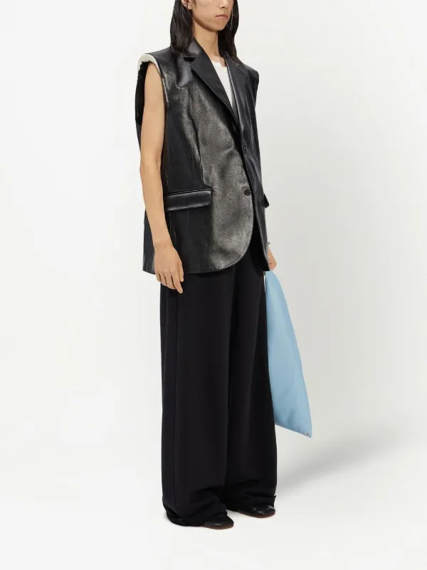 MM6 Maison Margiela Sleeveless Leather Gilet | Black | FARFETCH