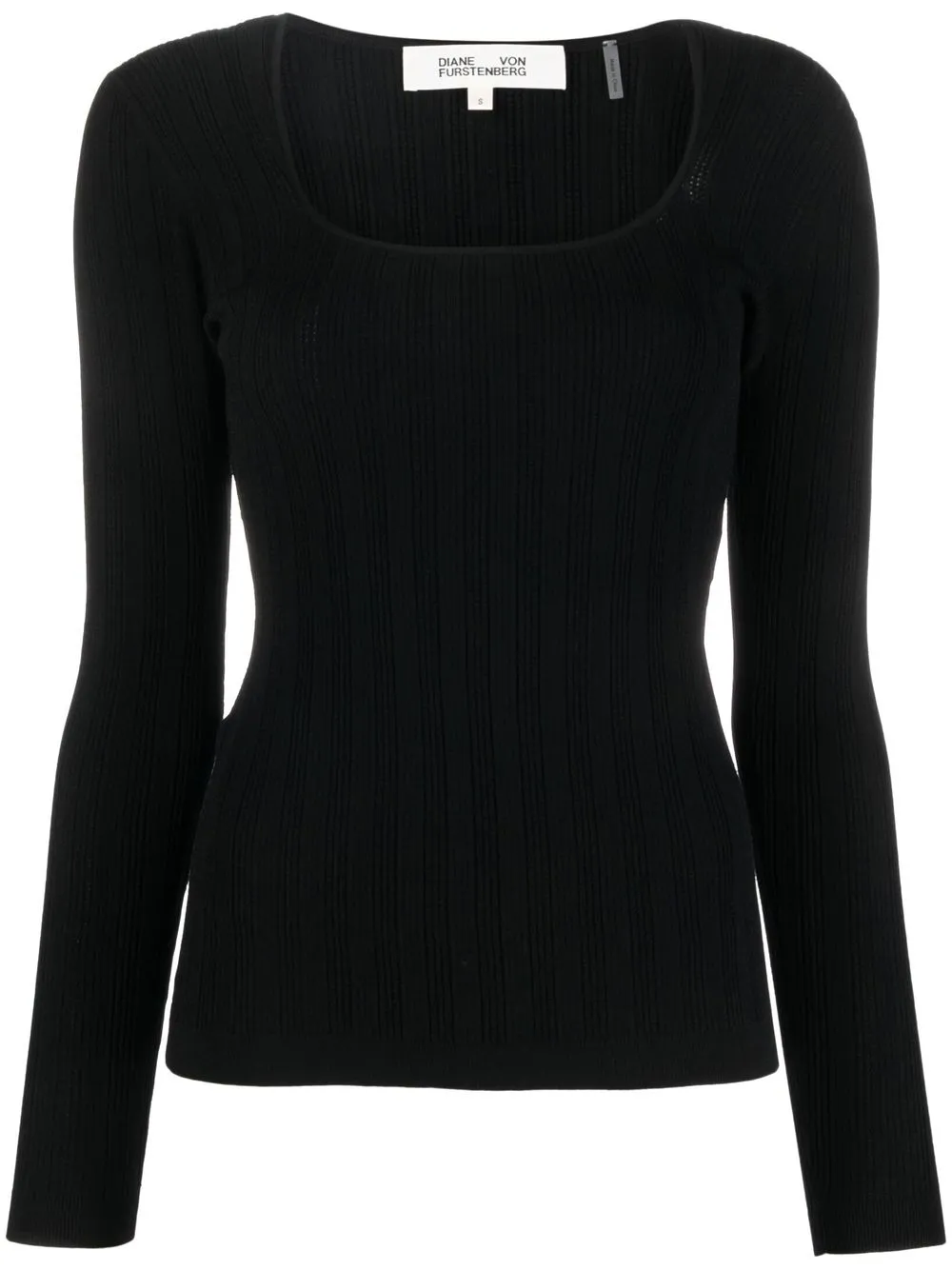 

DVF Diane von Furstenberg ribbed square-neck top - Black