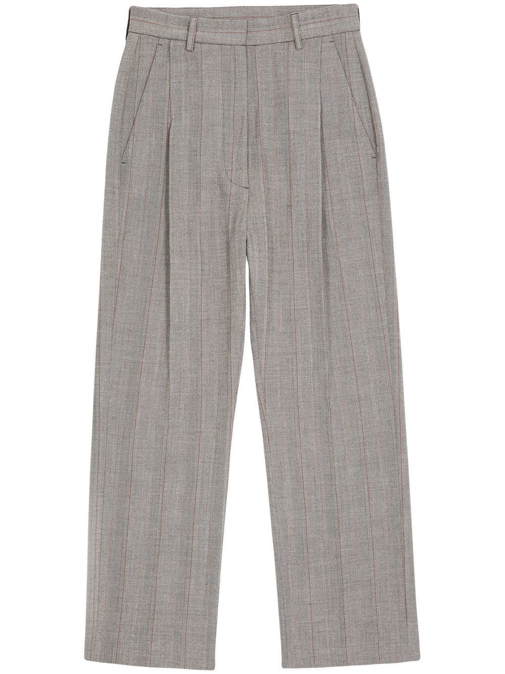 Mm6 Maison Margiela Striped Tailored Cropped Trousers In Grey