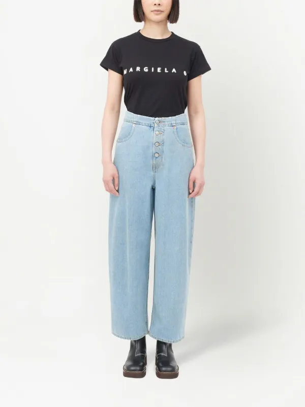 国内発送/MM6 MaisonMargiela リップド ジーンズ MM6 Maison Margiela ミッドライズ クロップドジーンズ | ブルー