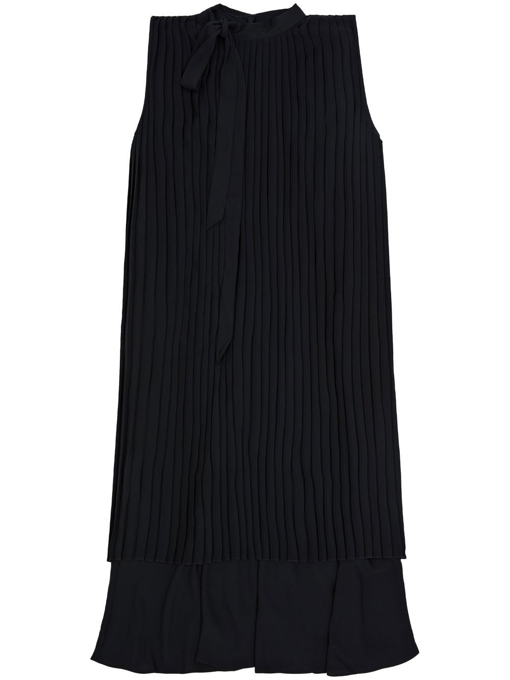 Mm6 Maison Margiela Layered Pleated Asymmetric Dress In Black