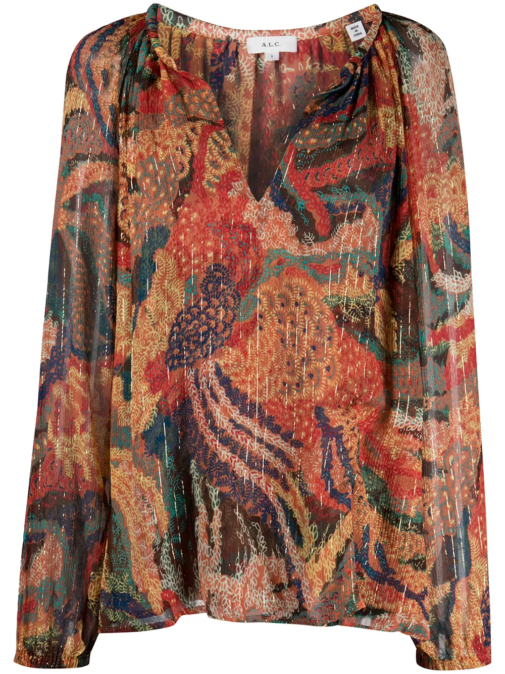 a.l.c. printed silk blouse - neutrals