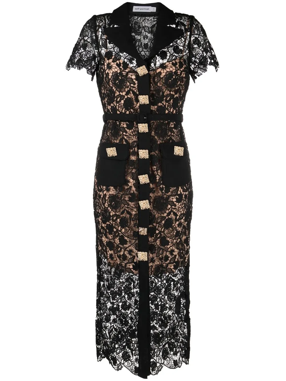 

Self-Portrait vestido midi con apliques de cristal - Negro