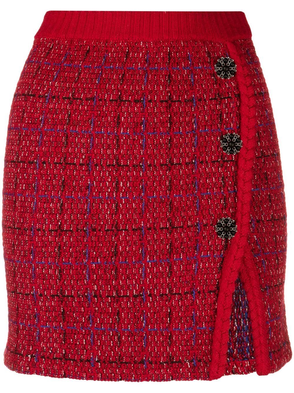 Image 1 of Self-Portrait crystal button knitted skirt