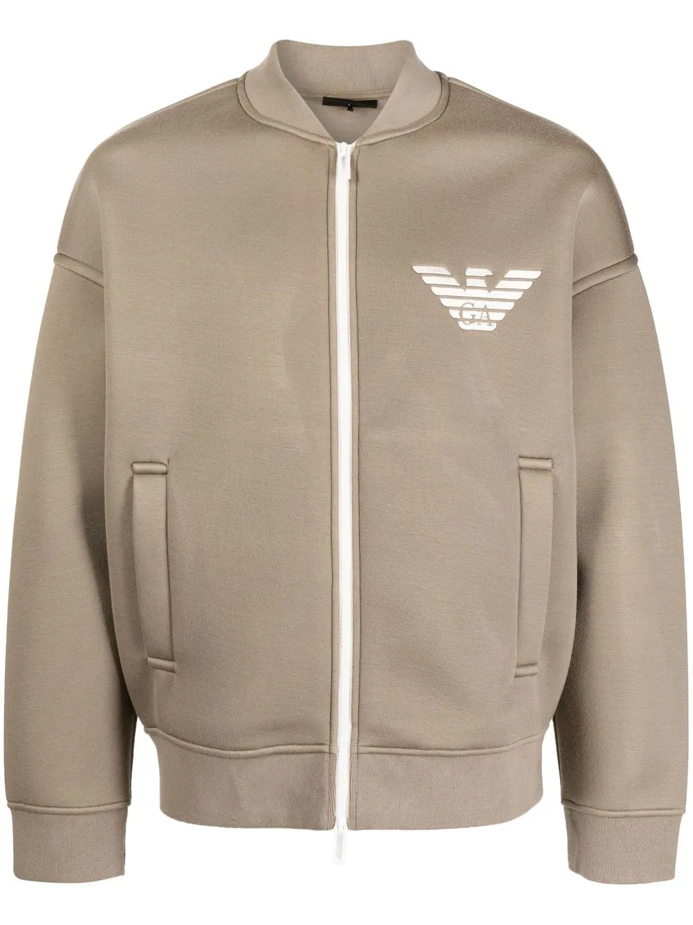 

Emporio Armani chamarra bomber con logo bordado - Gris