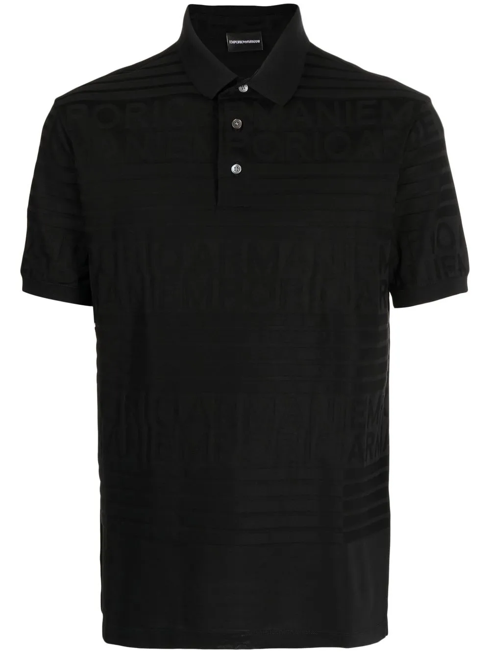 

Emporio Armani logo-print striped polo shirt - Black