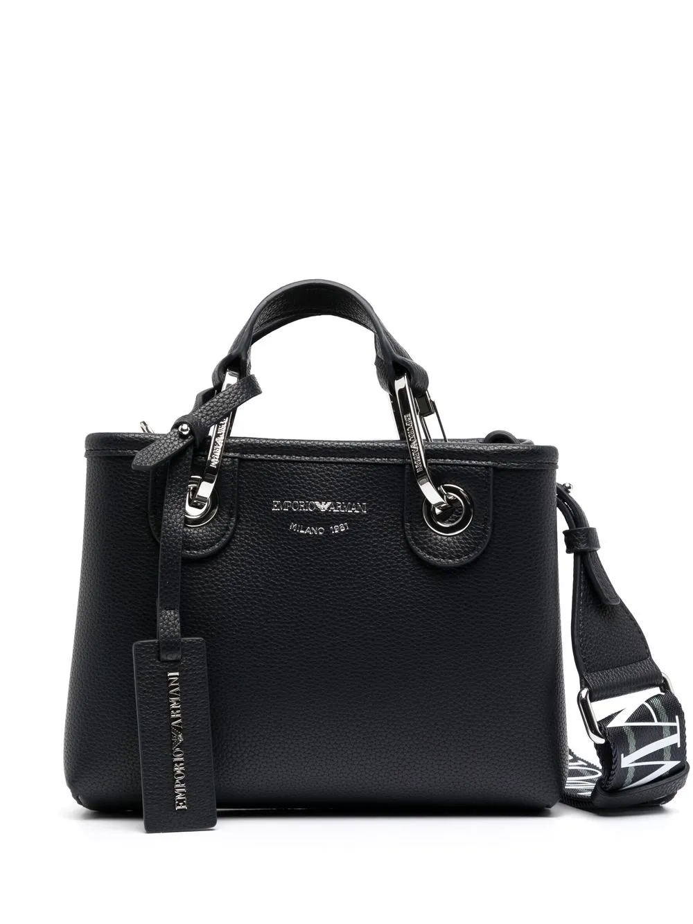 

Emporio Armani bolsa mini con placa del logo - Negro